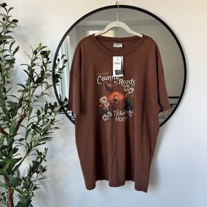 John Denver Country Roads Brown Graphic License T-Shirt XL